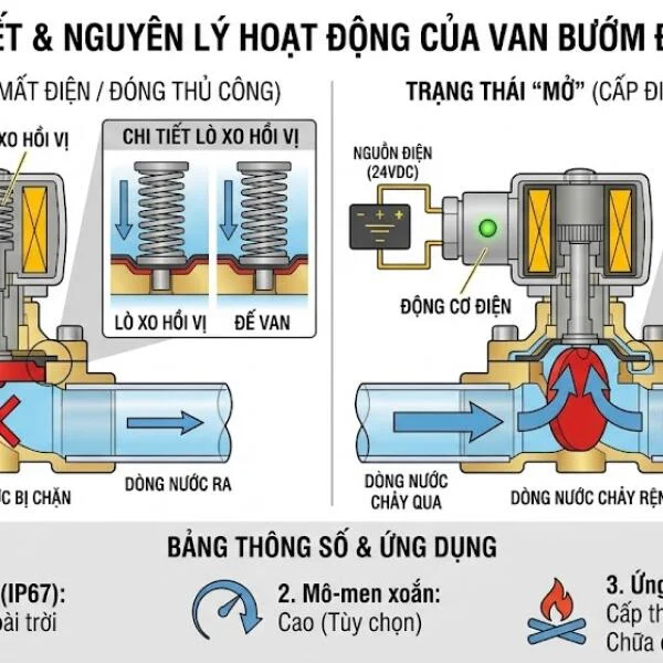 Van nước đóng mở bằng điện là gì? Cấu tạo, nguyên lý và ứng dụng